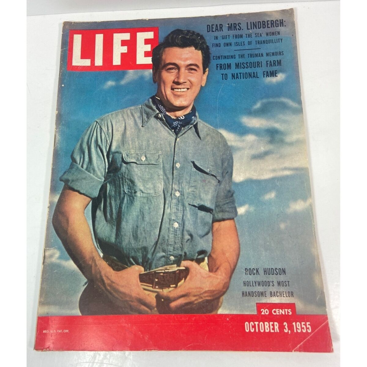 Rock Hudson, the iconic and hot af Hollywood actor, showcasing his charm and charisma in this Libra season Life Magazine cover. He deserved more from his friends the Reagans, highlighting the neglect faced by HIV/AIDS patients during the crisis.