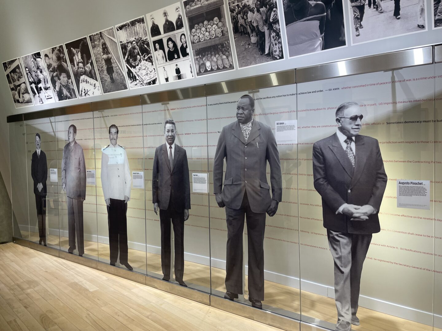 A powerful display at Atlanta's National Civil and Human Rights Museum, showcasing images of dictators like Pinochet, emphasizing their horrific actions and the grave consequences of unchecked power, complicity and human rights abuses. Atlanta, January, 2024.