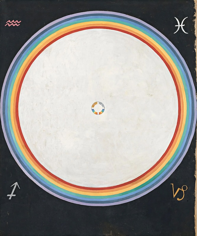 Hilma af Klint’s The Dove, No. 14, Group IX-UW, No. 38 — abstract spiritual artwork symbolizing Sagittarius Moon themes of transformation, emotional depth, and the journey from ego to higher truth.