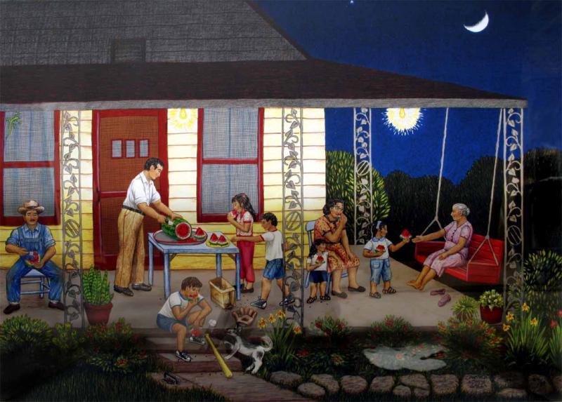 Carmen Lomas Garcia’s Sandier gently invites us to embrace—and quietly question—what family and closeness mean to us. Memories feel especially alive now. Or are you sad you didn’t have this? That feeling is important to honor and feel too. Dream of this? That’s beautiful. Remember, you can create family starting now—it doesn’t have to be blood. There is no one way to do family.