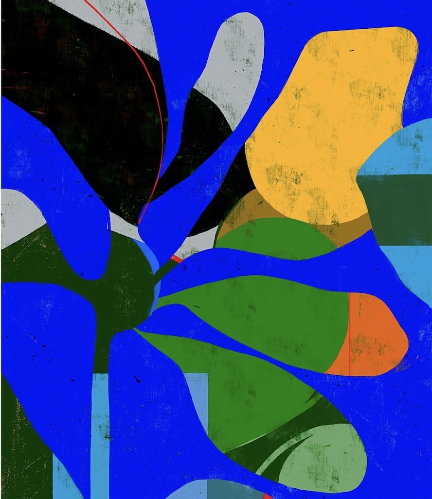 Abstract image of the sun rising behind trees, appearing no larger than them — a metaphor for the Leo New Moon’s lesson: true power leads with heart, not ego. Artwork by @lucianocian