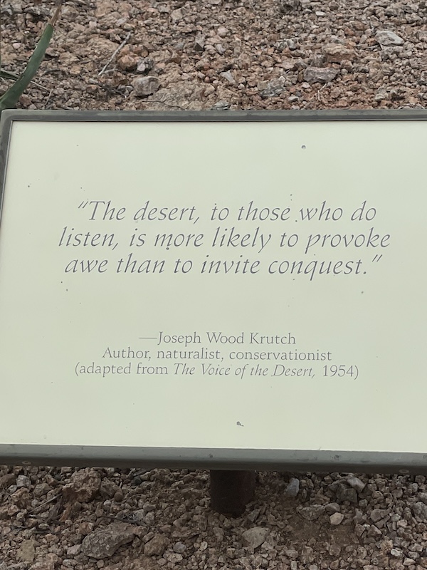 Phoenix's Desert Botanical Garden plaque.