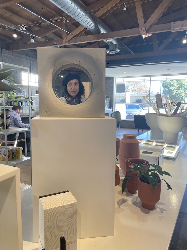 Leah Gillis enjoying Satellite Coffee in Phoenix, a design-forward café known for innovation, great vibes, and delicious coffee.