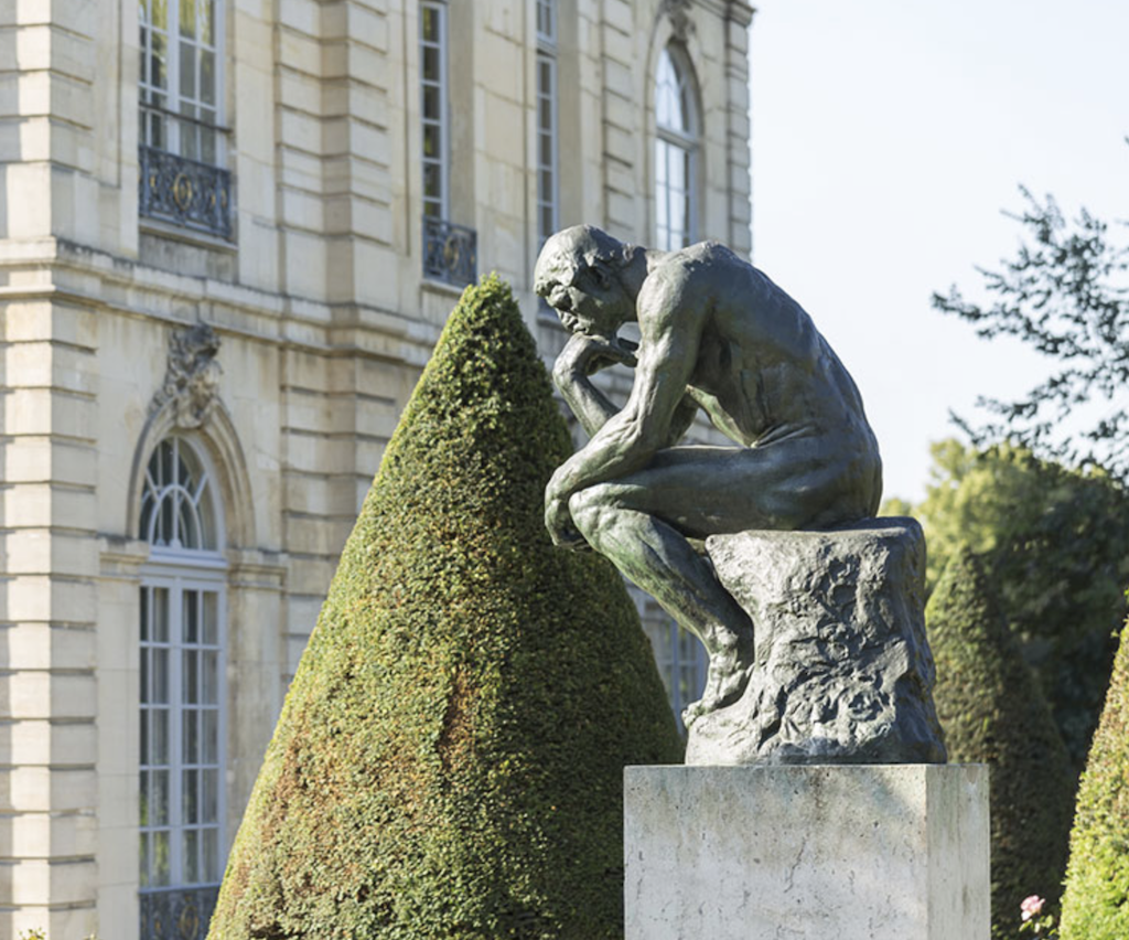 Auguste Rodin, a Scorpio, and his masterpiece Le Penseur, (The Thinker). Location and Image, Musee Rodin, Paris.