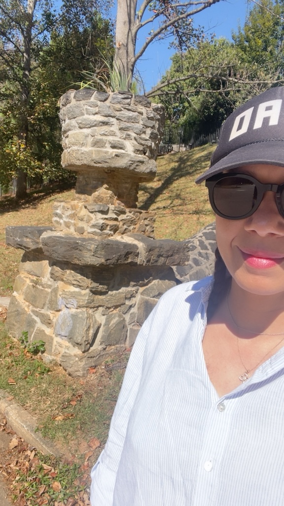 Me wandering Piedmont Park in Atlanta near the famous stone planters