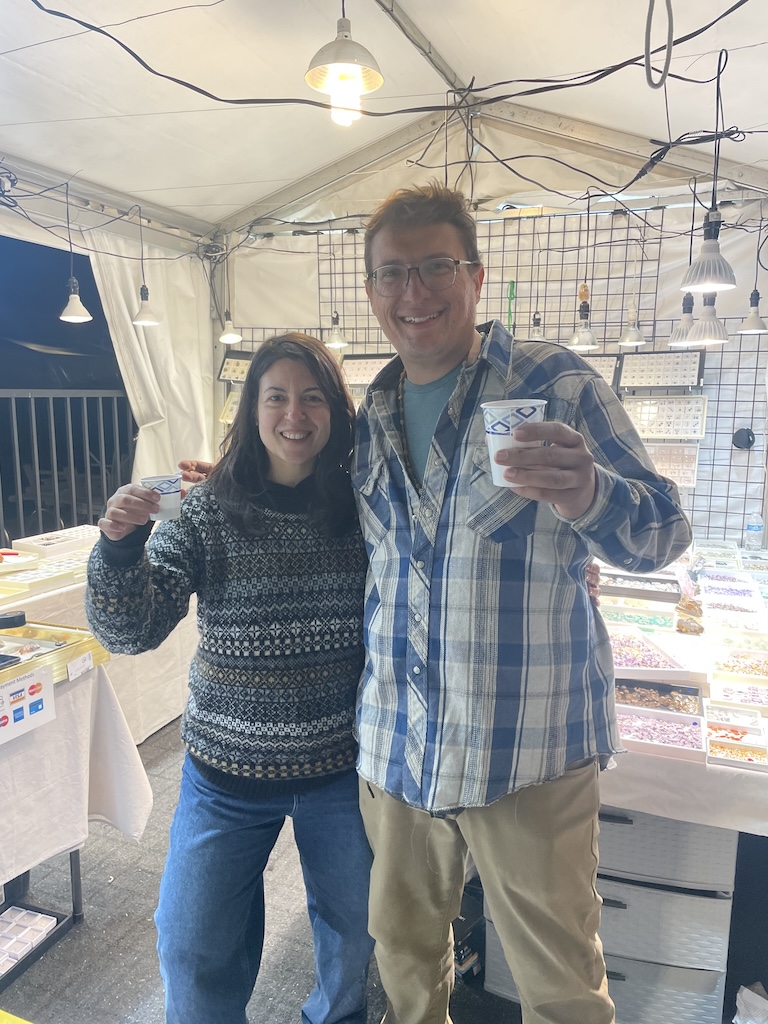 Leah Gillis meeting international gem dealers at the Tucson Gem Show, including the Italian team behind @ChasingGems, a Rome-based gems, minerals and jewelry store.