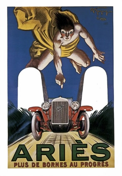 Vintage French poster “no limits to progress,” representing Aries season and the first 12 days of Aries in Kabbalistic astrology