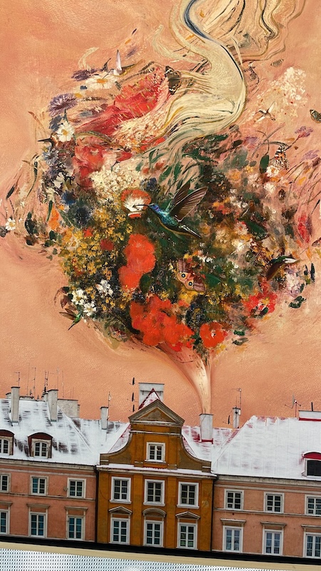 Colorful and expressive paintings by LJ Eidolon displayed at Piedmont Park art festival