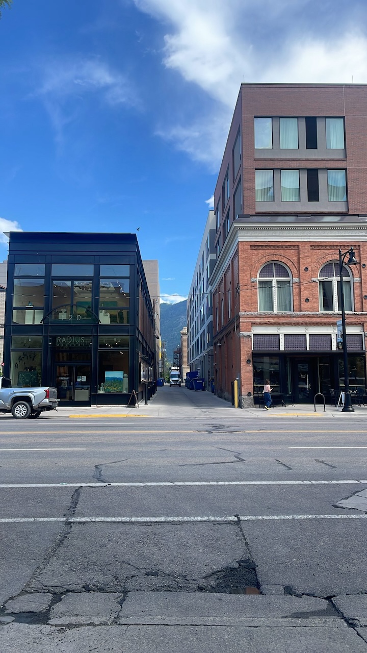 Missoula Montana architecture with mountain backdrop — old meets new travel guide. Photo: Leah Gillis, Missoula Montana 2026