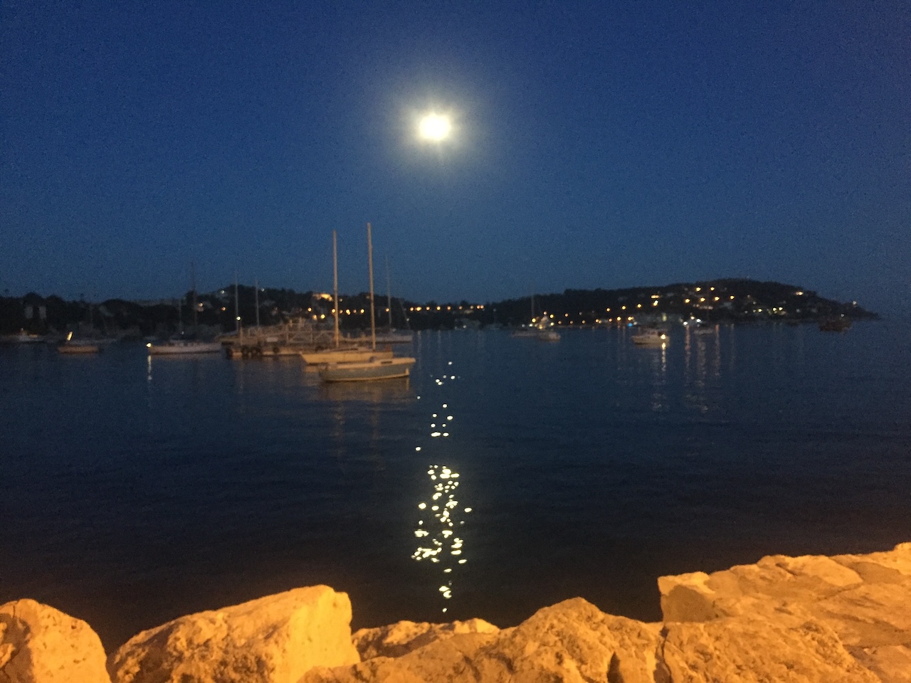 Full moon rising over Villefranche-sur-Mer, France — Kabbalistic astrology full moon in Capricorn Cancer season guidance by Astrology Coach Leah Gillis