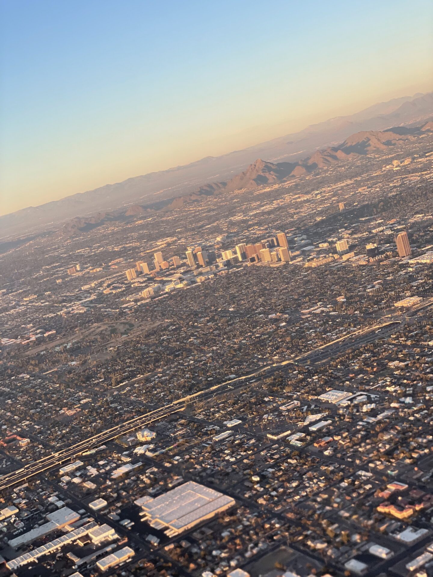 Phoenix Arizona cityscape showing downtown buildings palm trees and desert city life